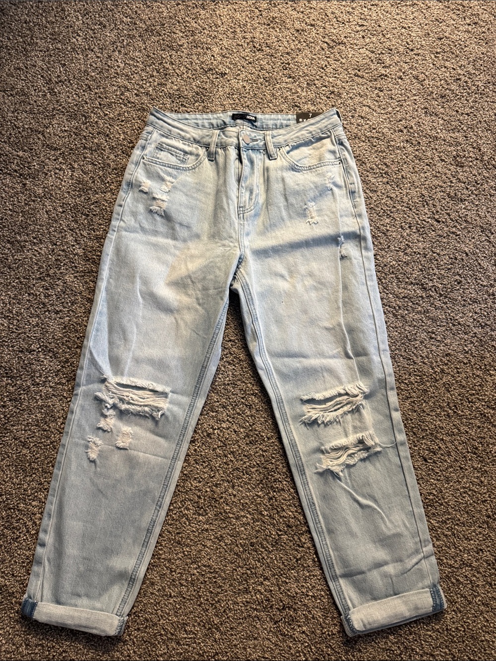 Distressed mom jeans